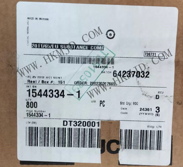 【TE泰科】汽車連接器 1544334-1 2 位置 體座 連接器 公型，接片 黑色 0.315