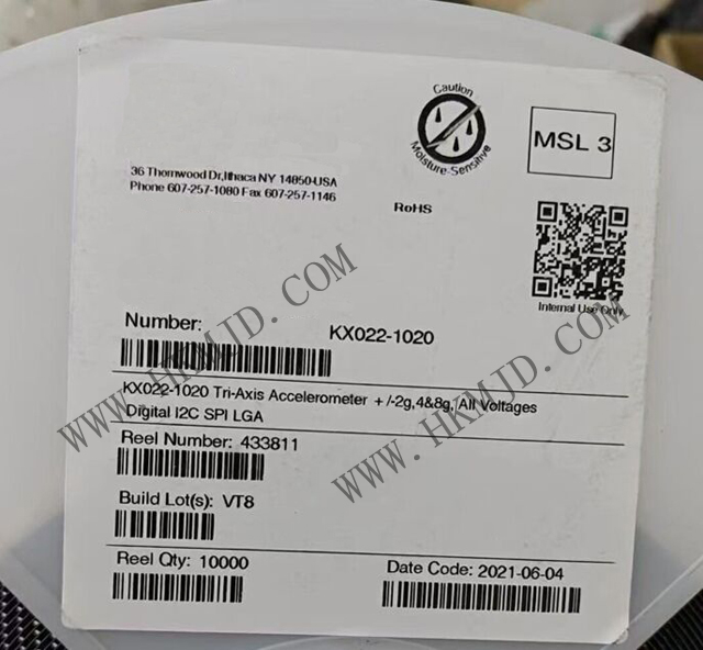 運(yùn)動(dòng)傳感器_KX022-1020_加速計(jì) X，Y，Z 軸 ±2g，4g，8g 0.39Hz ~ 800Hz 12-LGA