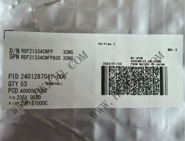 瑞薩電子【MCU芯片】R5F21334CNFP 16位微控制器，采用R8C CPU內(nèi)核