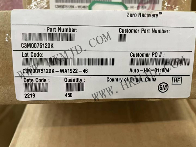 現(xiàn)貨供應(yīng) Wolfspeed C3M0075120K 1200V SiC MOSFET，75mΩ 低導(dǎo)通電阻